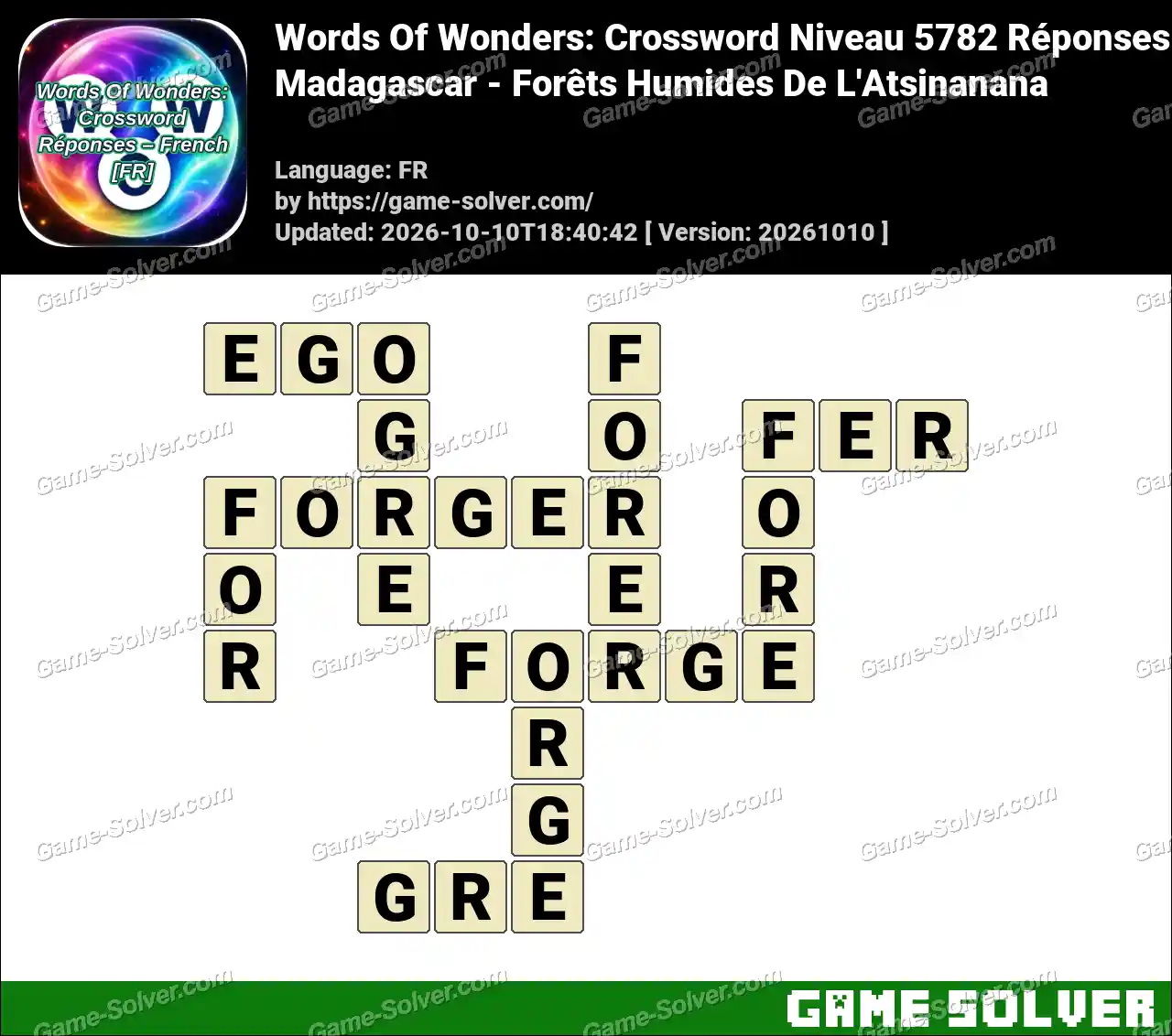 Words Of Wonders: Crossword Niveau 5782 Réponses – Madagascar – Forêts Humides De L’Atsinanana